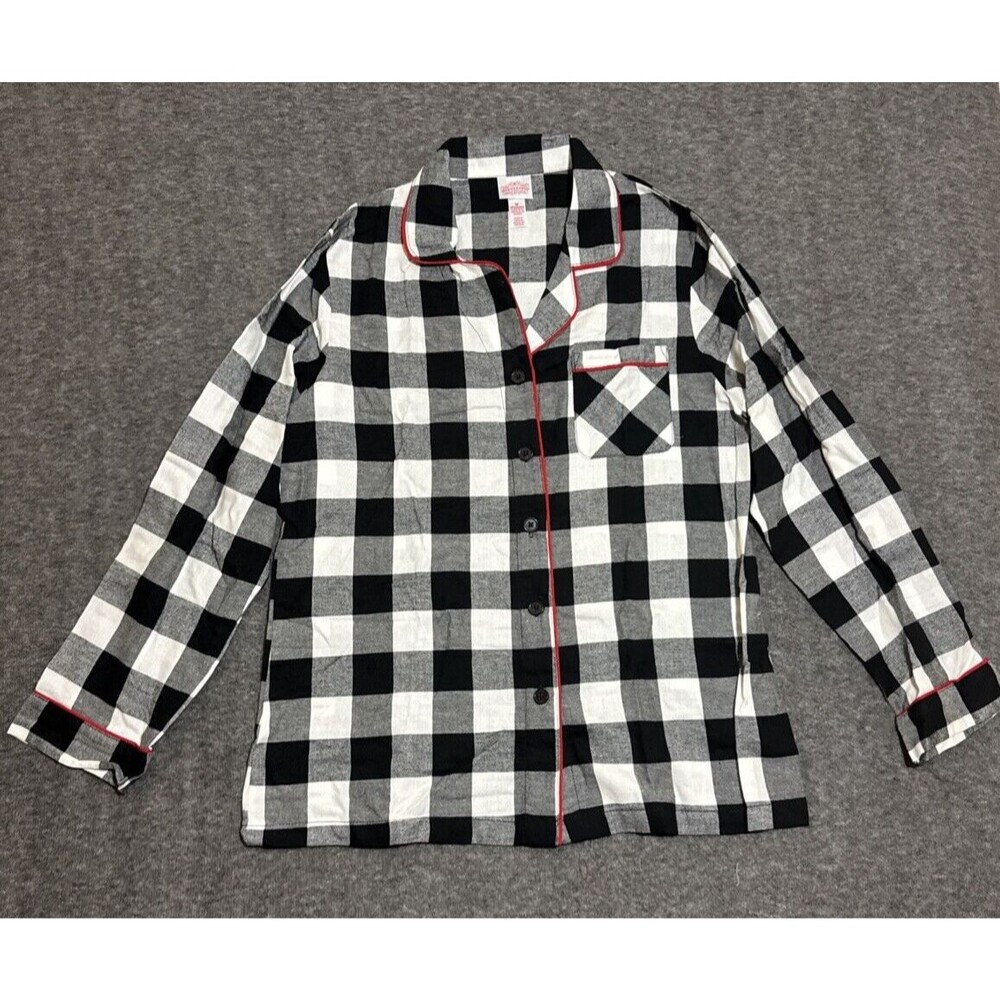 Wondershop Target Women’s Sleepwear Long Sleeve Plaid Black Medium